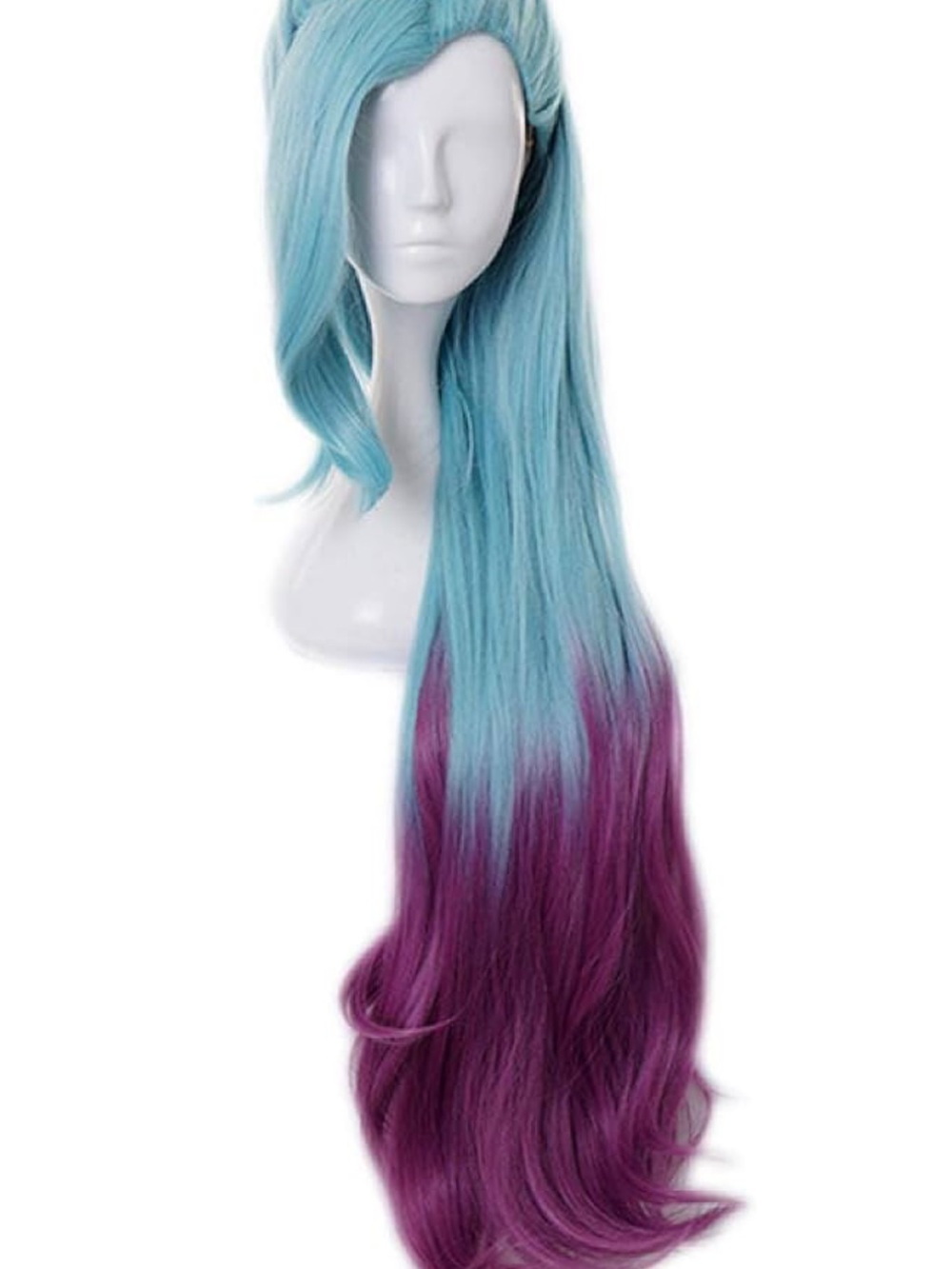 Long Ombre Blue to Purple Synthetic Wig - Women Hair